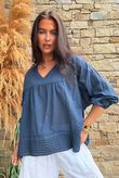 Prairie Pintuck Cotton Smock Navy
